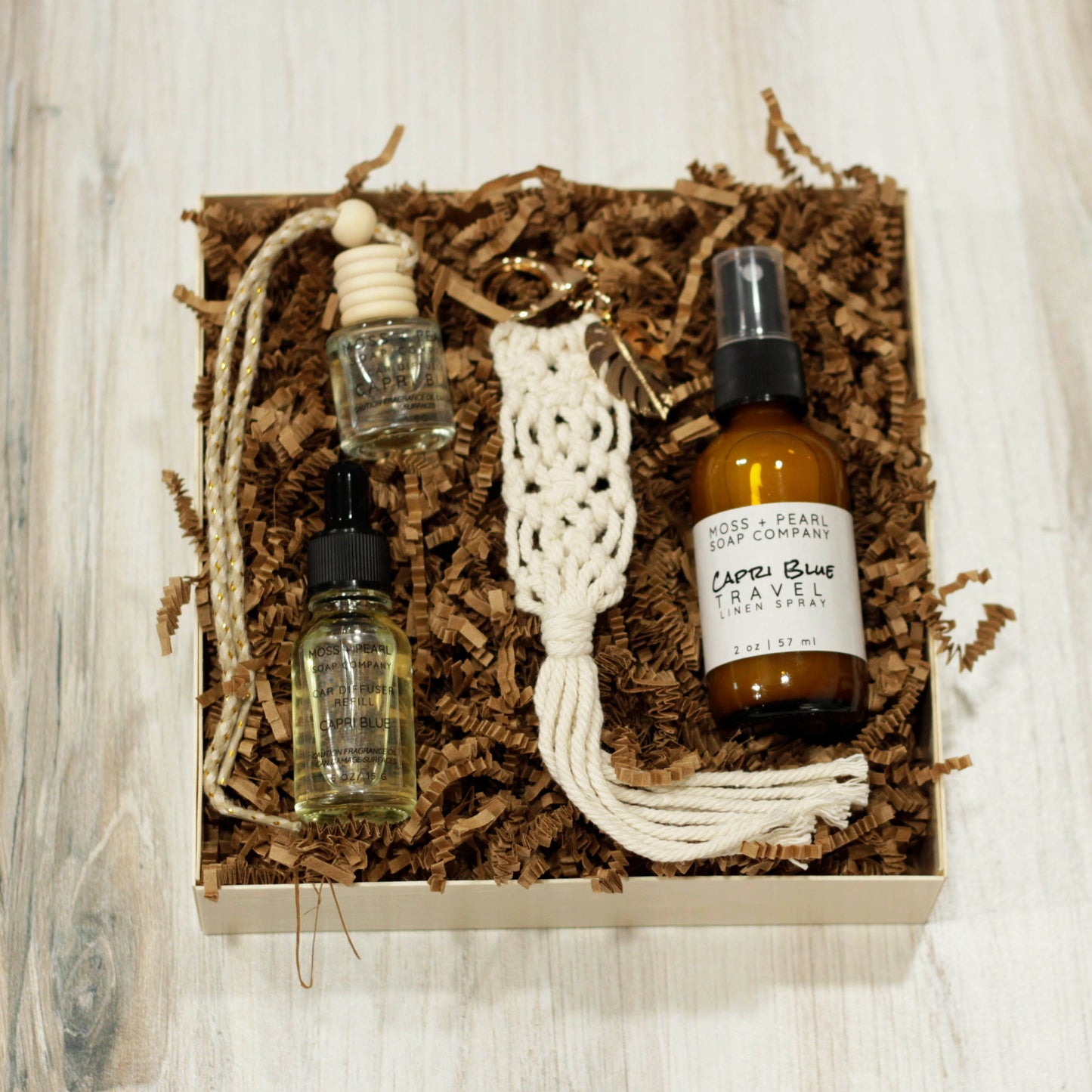 Bougie Boho Car Fragrance Gift Set Moss + Pearl Soap Company