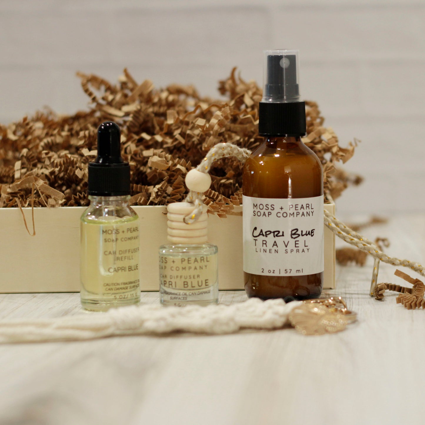 Bougie Boho Car Fragrance Gift Set Moss + Pearl Soap Company