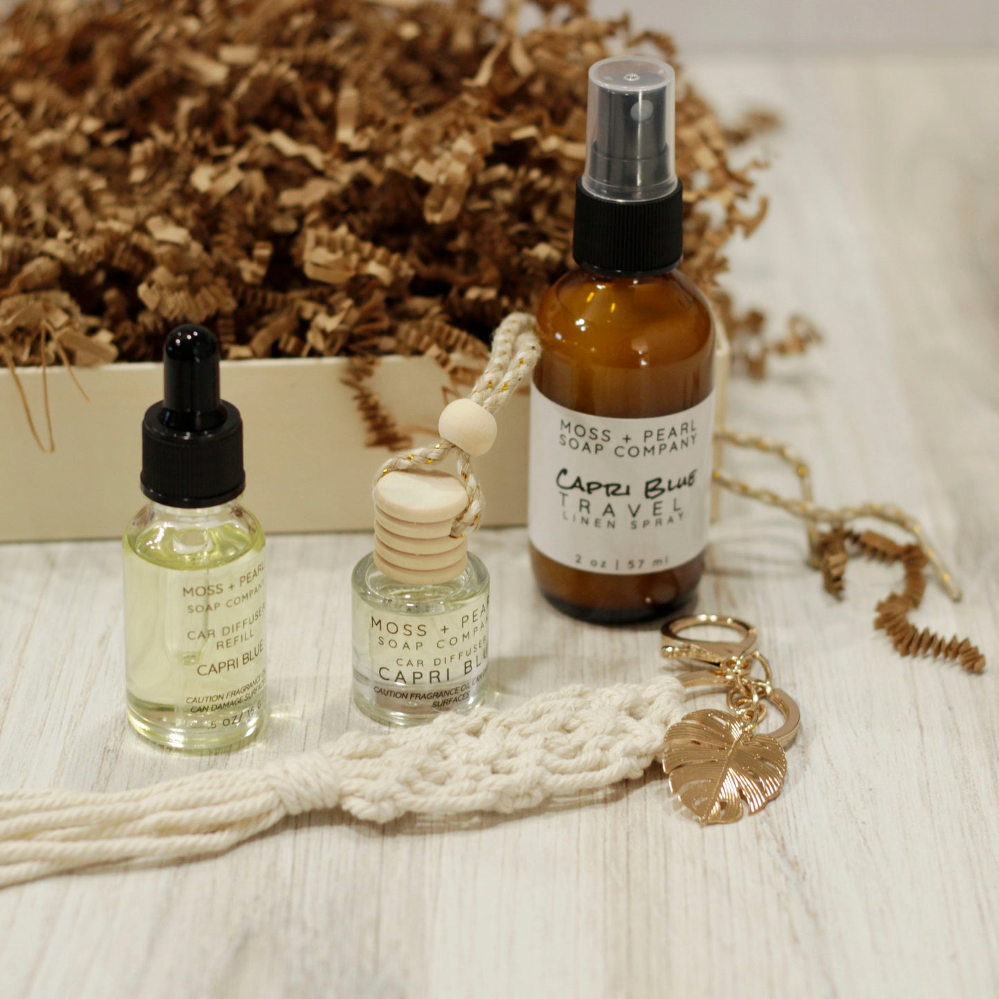 Bougie Boho Car Fragrance Gift Set Moss + Pearl Soap Company