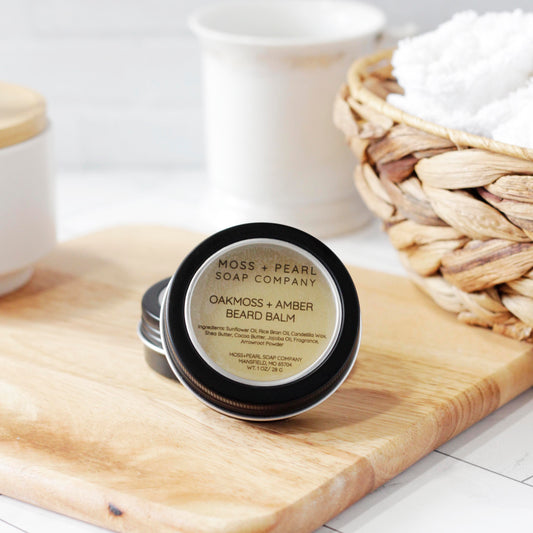 OAKMOSS + AMBER BEARD BALM Moss + Pearl Soap Company